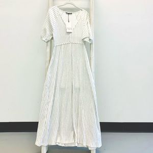 Zara white and black striped midi dress